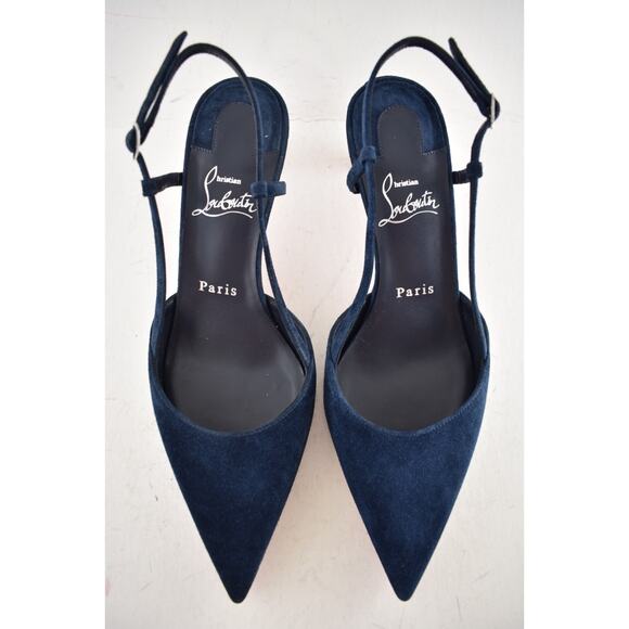 Christian Louboutin Condoroline 55 Marine Blue Slingback Strap Heel Pump 35.5 - Picture 9 of 14